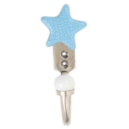 Turquoise Star Crackle Ceramic Hook